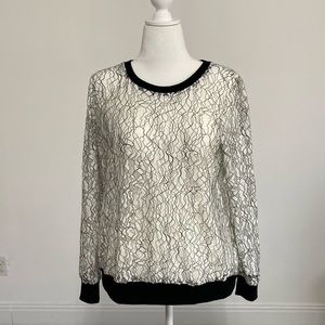 NWOT Black and White Lace Pullover Top